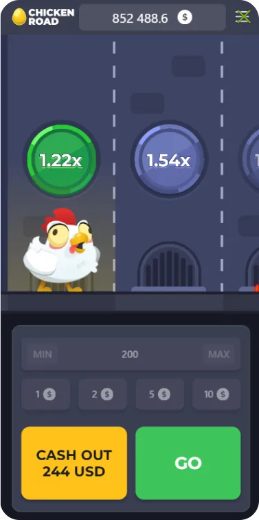 Chicken is at a 1.22x multiplier, player may take the winnings