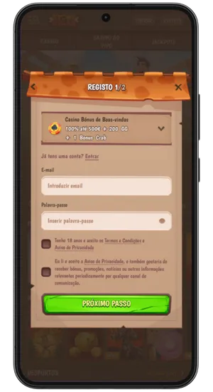 Registar-se e jogar