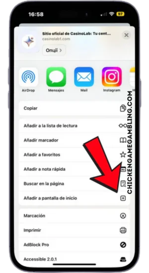Añadir a la pantalla de inicio