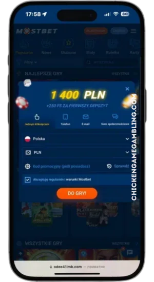 Ekran rejestracji w kasynie