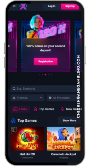 Casinolobby med Chicken Road tillgängligt